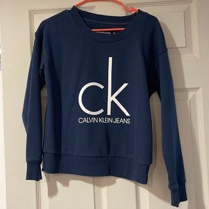 Blue Calvin Klein crew neck sweater